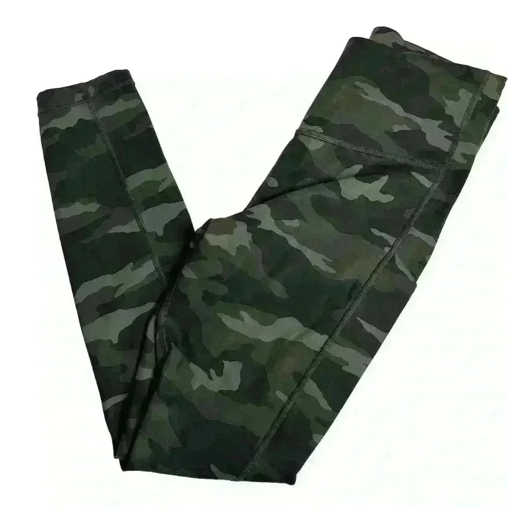 Athleta Women's High-Waisted Camo 7/8 Leggings Olive Green Size S